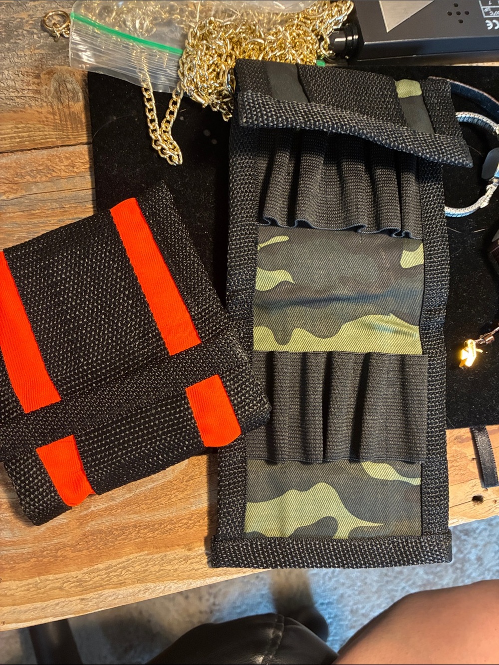 Tactical Elastic Ammo Holder with Camouflage Panel - Black & Olive